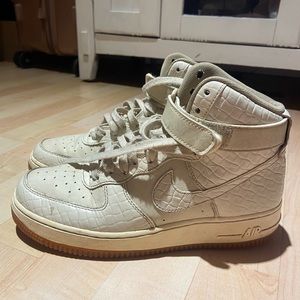 Cream Leather Hightop Nike Air Force Ones